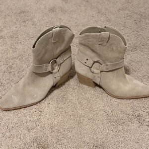 Women's Suede Ankle Booties - Beige
